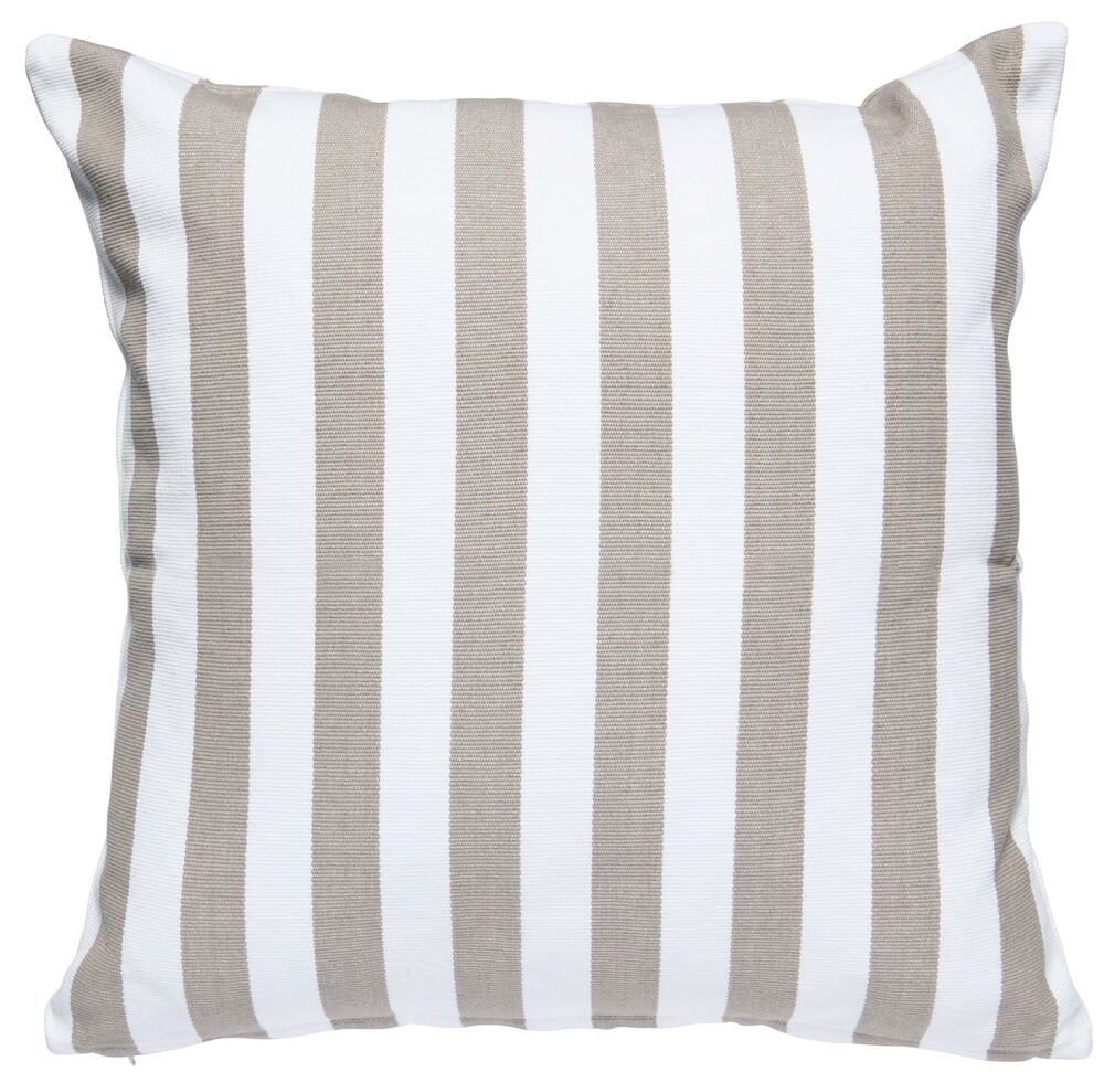 Raidallinen tyynynpäällinen luonnonvalkoisesta puuvillakankaasta.