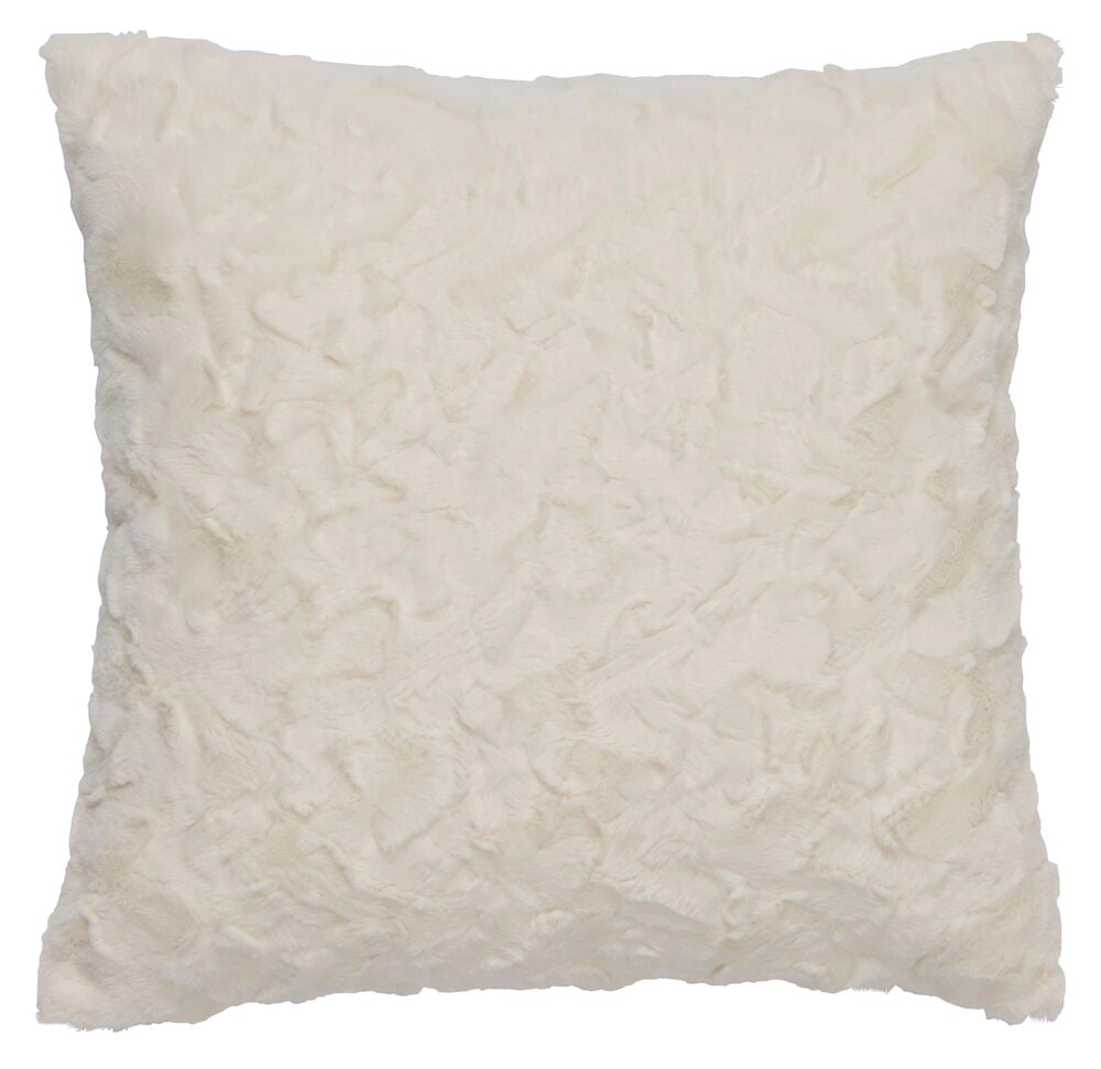 Off-white fluffigt kuddfodral i polyester material.