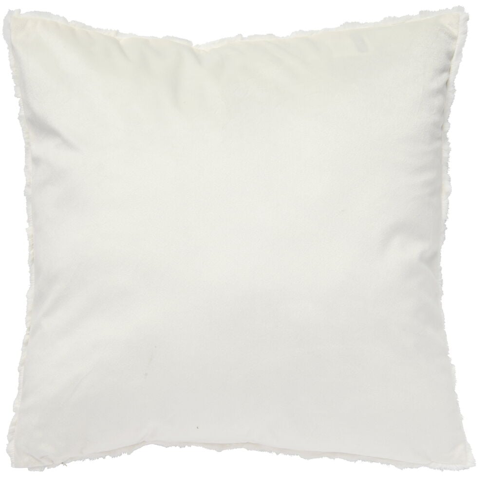 Kvadratiskt offwhite kuddfodral med mjuk yta.