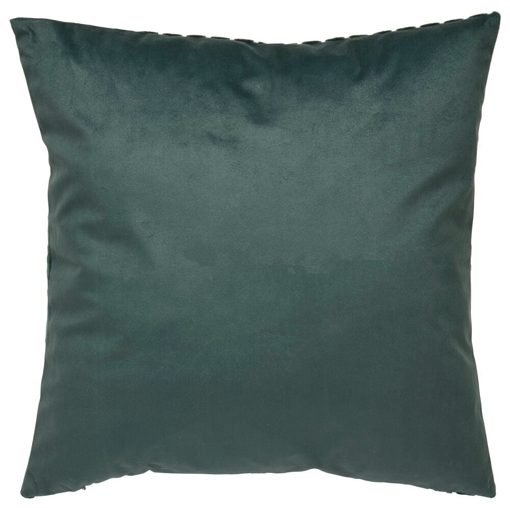Mørkegrønt putetrekk i fløyel uten synlig mønster.
