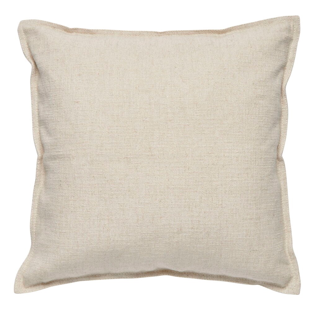 Beige Kissenbezug in Leinenmischung mit sichtbaren Nähten.