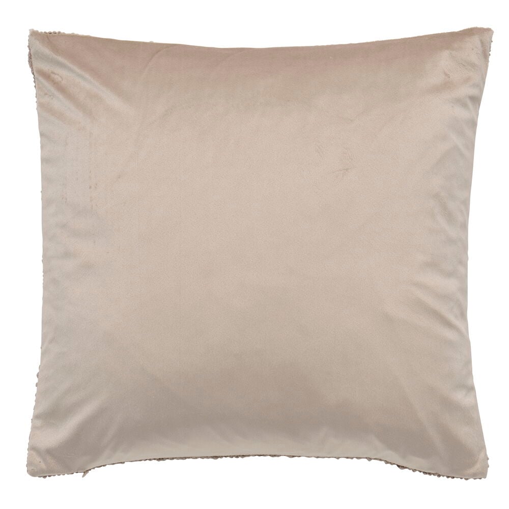Ruskeanharmaa polyesteri Tyynynpäällinen Bonnie, jossa kuvioidut reunat, edestä.