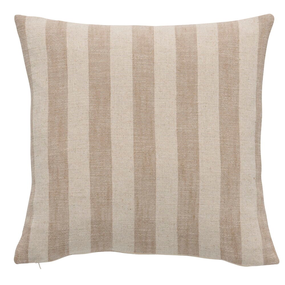 Putetrekk Elsaform Stripe Natur Bomull Passer innerpute 50x50 cm med vertikale beige og lys beige striper.