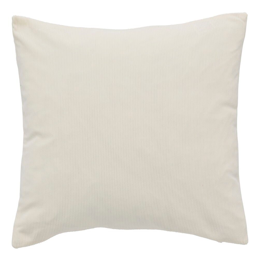 Luonnonvalkoinen polyesteri vakosametti tyynynpäällinen, 50x50 cm.