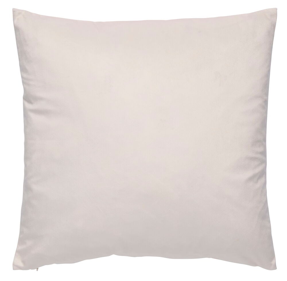 Off-white polyester putetrekk passer 50x50 cm innerpute, sett forfra.
