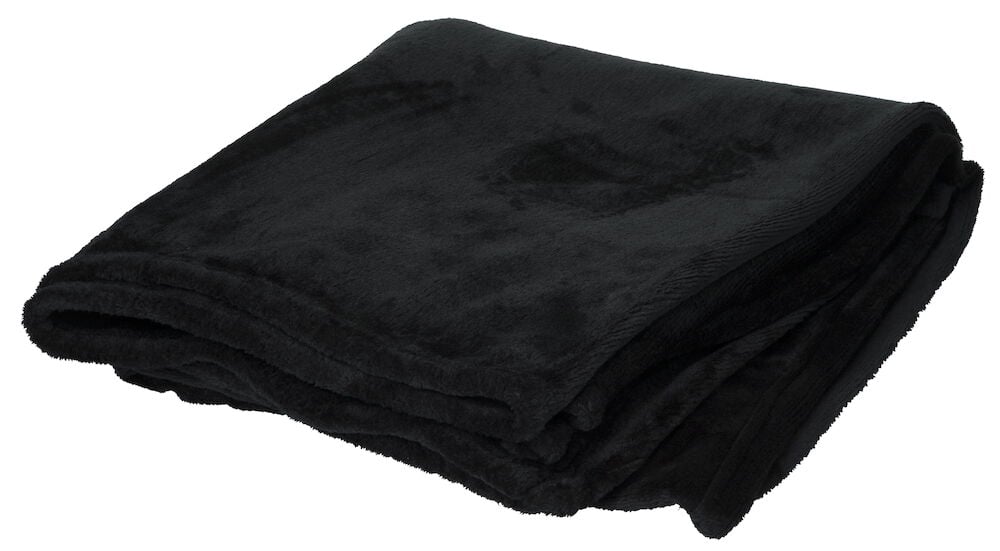 Pehmeästä polyesterista valmistettu painava musta torkkupeitto.