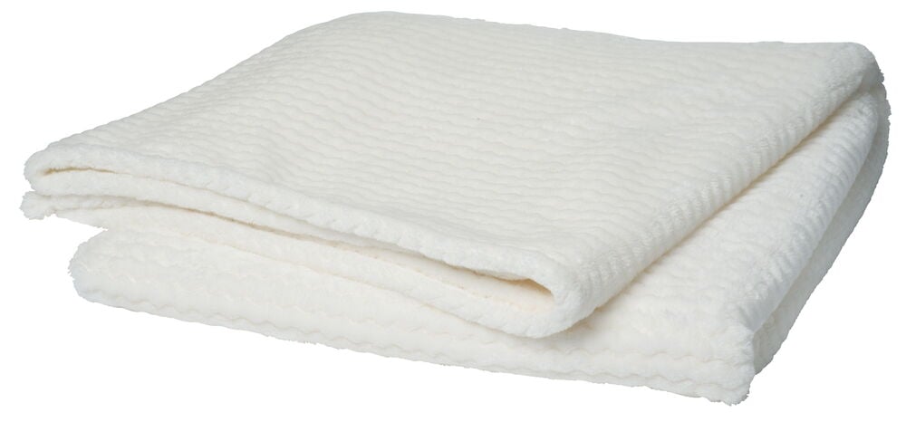 Vikt offwhite pläd med mjuk textur.