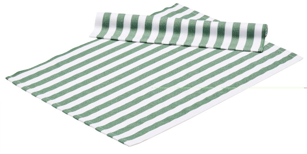 Två gröna och vita randiga bordstabletter.