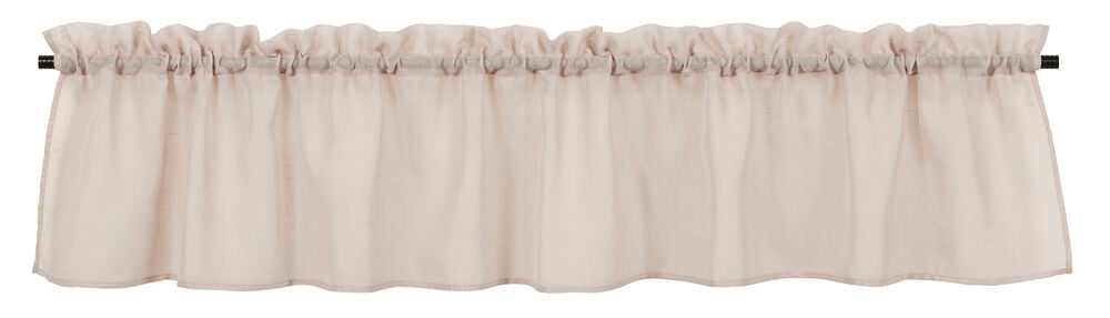 Beige gardinkappe med linlignende struktur.