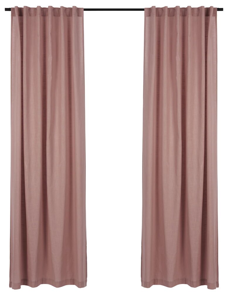 Rosa bomullsgardiner med dolda hällor två pack.