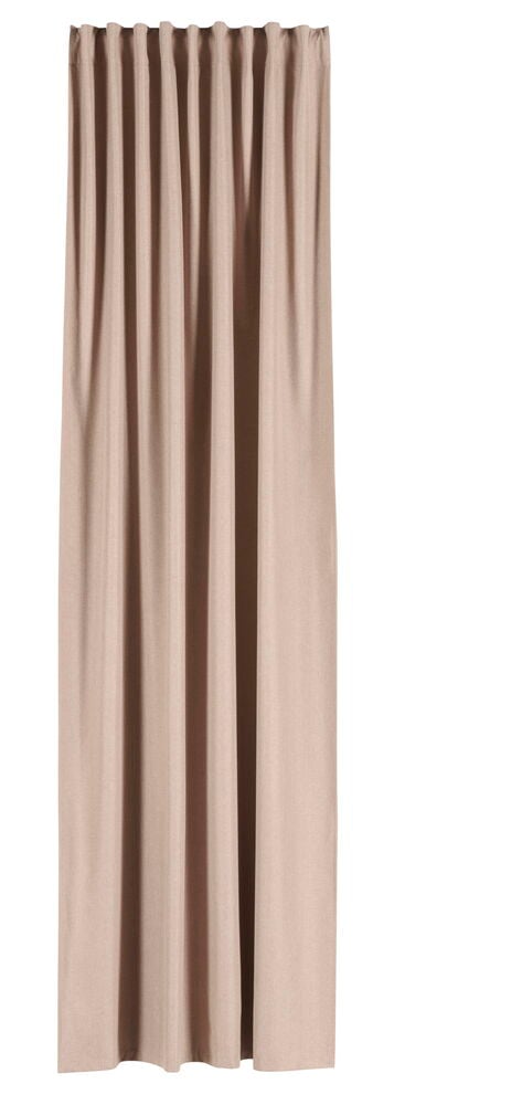 Beige Verdunklungsvorhang mit Multiband-Strukturgewebe.