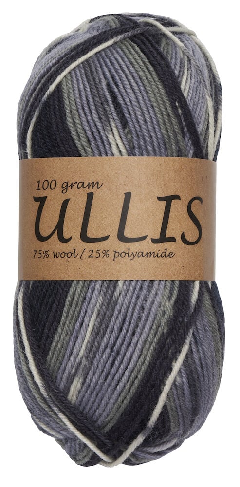 Nystan med svart och grått ullblandat garn.
