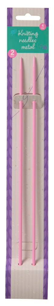 Ett par rosa stickor i plastförpackning.