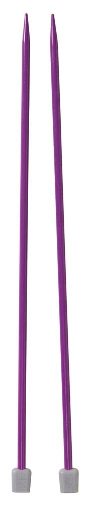 Två lila stickor med gråa knappar.