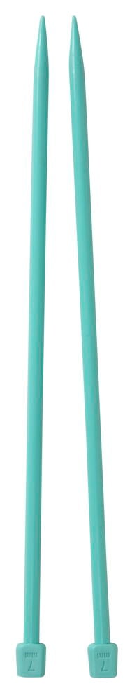 Ett par turkosa raka stickor i plast.