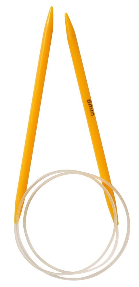 Två gula rundstickor med genomskinlig plastslang.