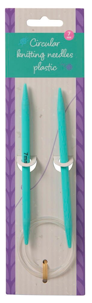 Turkosa rundstickor i plast med transparent kabel.