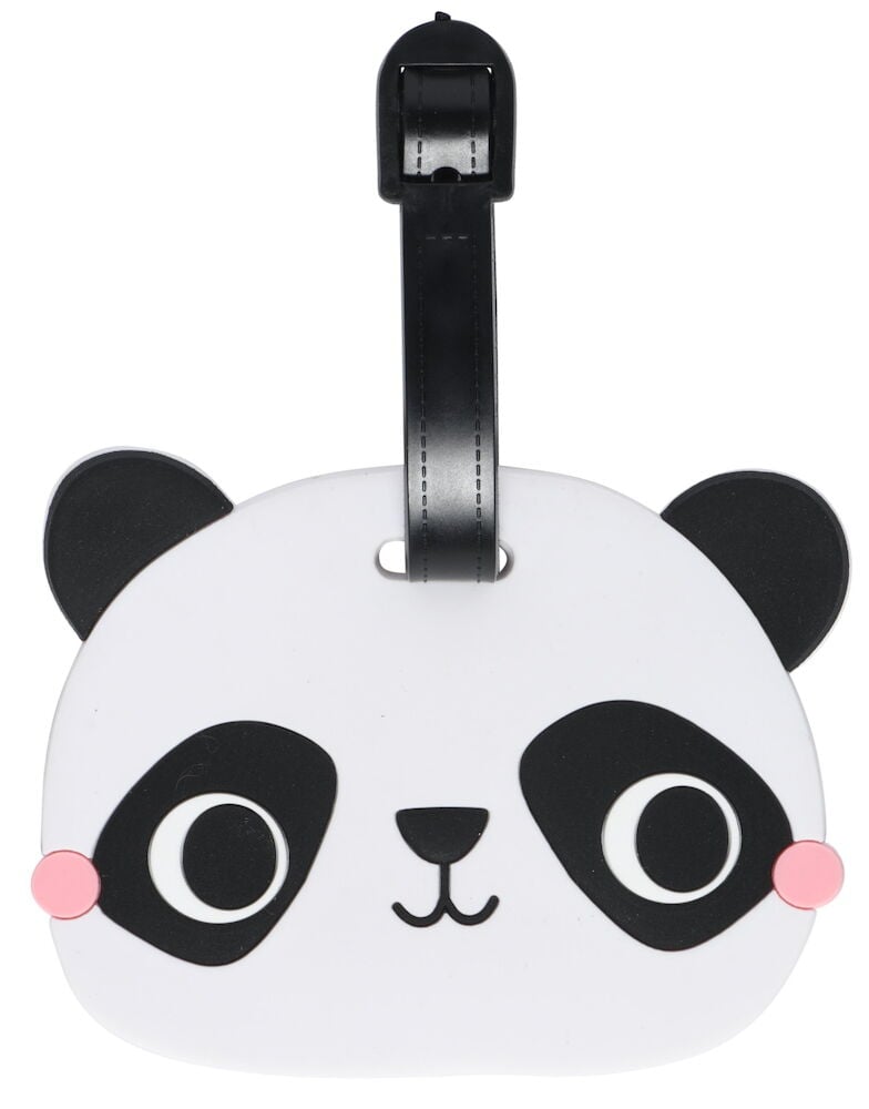 Gepäckanhänger in Form eines Pandakopfes.