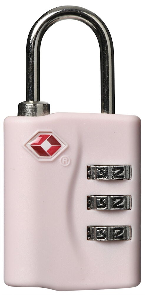 Rosa TSA kodlås med tresiffrigt kombinationslås.