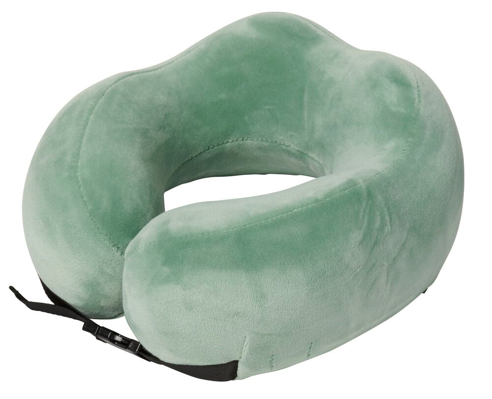 Grön nackkudde i sammet med justerbart band.