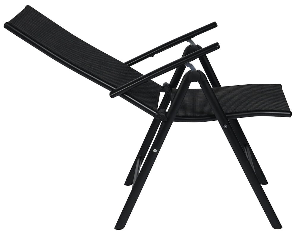 Svart justerbar positionsstol i aluminium med armstöd.