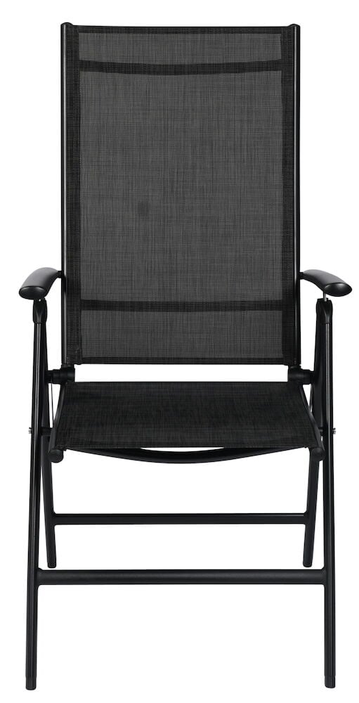 Svart hopfällbar positionsstol i aluminium.
