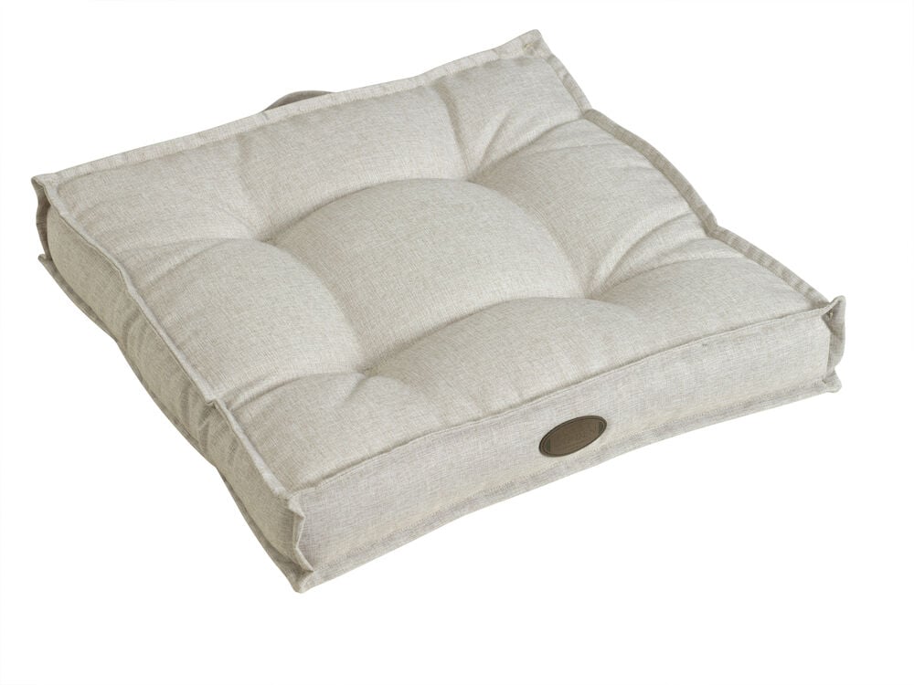 Beige tuolipehmuste kahvalla ja pehmeällä täytteellä.