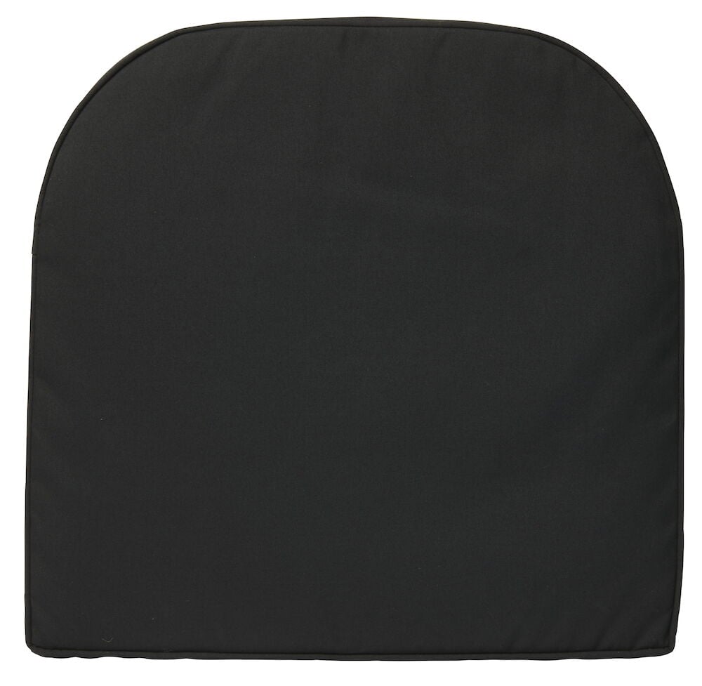 Musta tuolityyny, jossa pyöristetty yläosa.