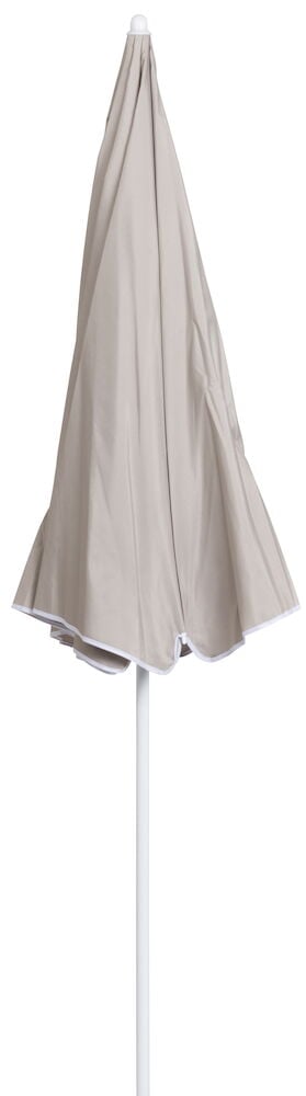 Hopitallettu varjon ympärille hiekanvärisestä polyesteristä.