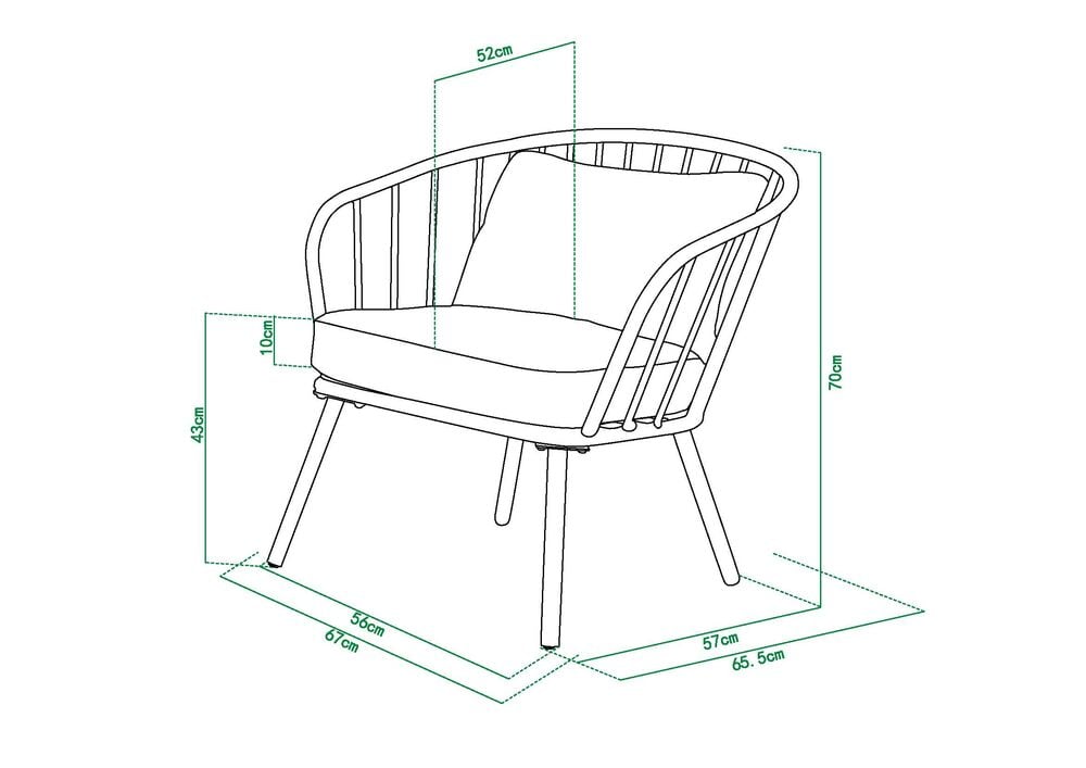 Musta loungestuoli, jossa on pehmeä tyyny ja pyöristetty selkänoja.