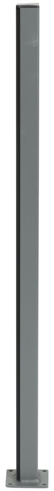 Grauer Aluminium-Eckpfosten mit schwarzer Kunststoffkappe.