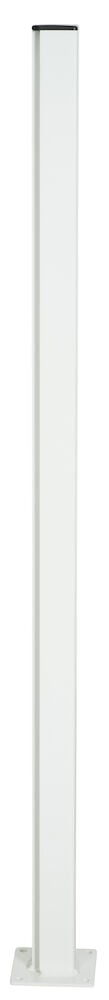 Vit fyrkantig aluminiumstolpe med svart topp.