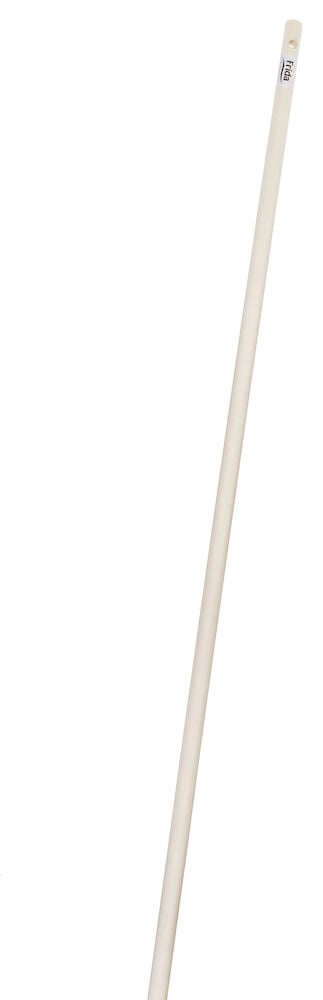 Pitkä harjanvarsi vaaleasta puusta.