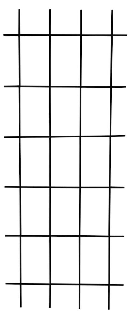 Schwarzes Gitterspalier aus Stahl für Pflanzen.