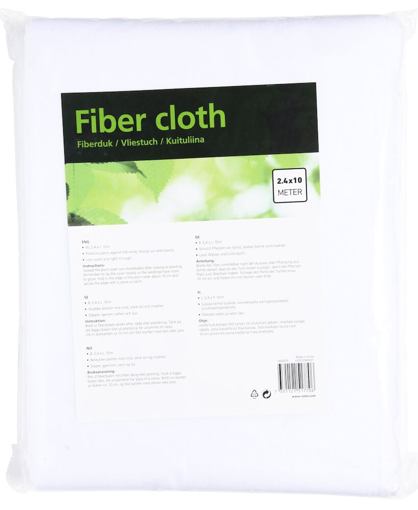 Gefaltetes Vlies in Verpackung mit grünem Etikett.