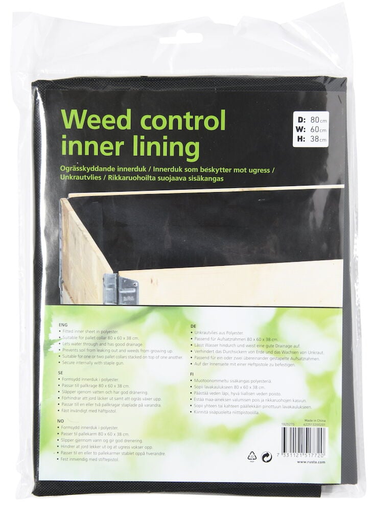 Schwarzes Innengewebe für Unkrautschutz im Hochbeet.