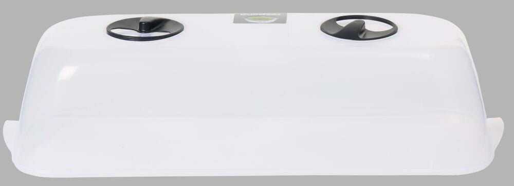 Vit plastkupa med två svarta ventilationsreglage.