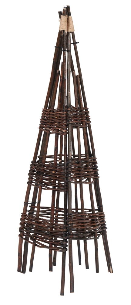 Konformad spaljé i mörkt pilträ för trädgården.