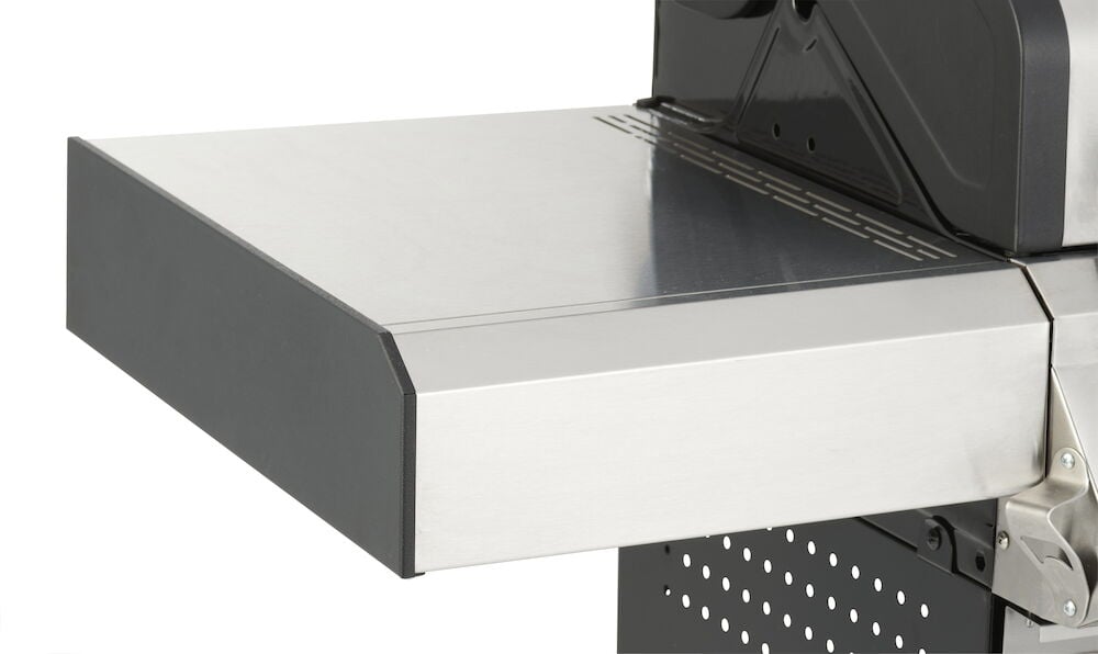 Sidobord i rostfritt stål på gasolgrill