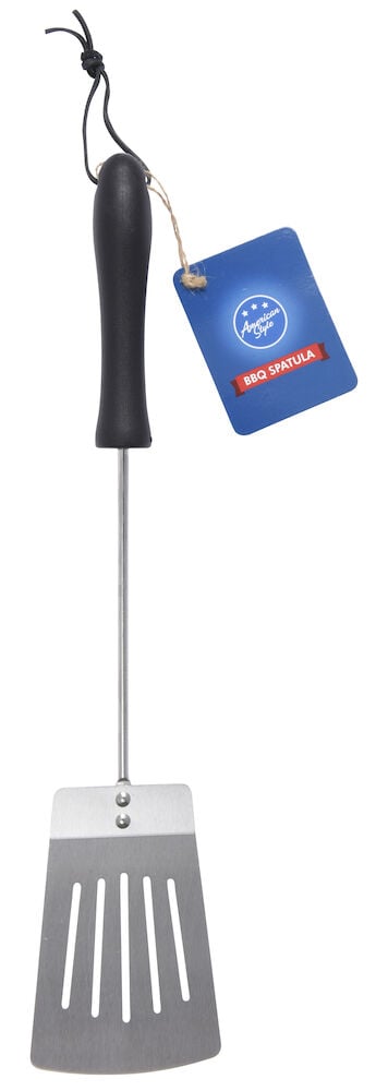 Grillstekespade med trehåndtak og metallhode.