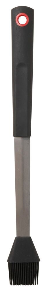 Grillpinsel mit schwarzem Silikongriff und Borsten.