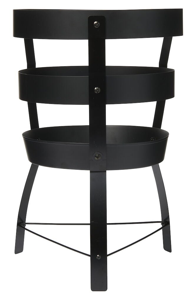 Svart metall eldplats för utomhusbruk.