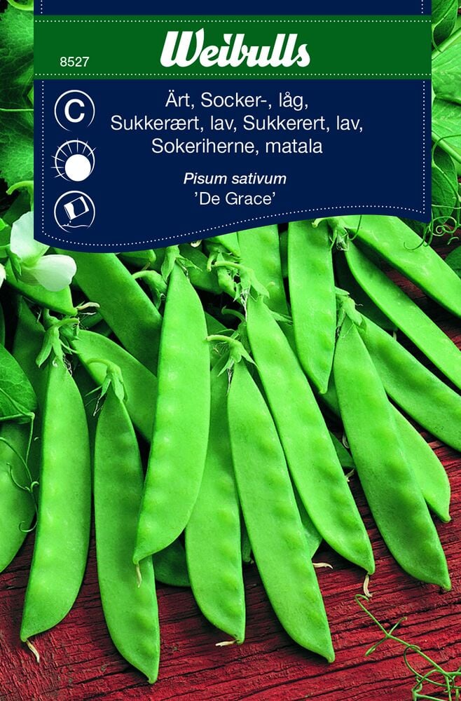 Vihreitä sokeriherneitä aseteltuna punaiselle pinnalle.