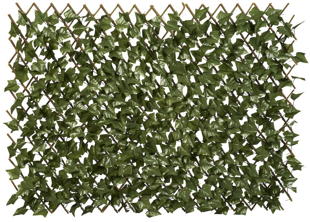 Uttrekkbar espalier med kunstige grønne blader.