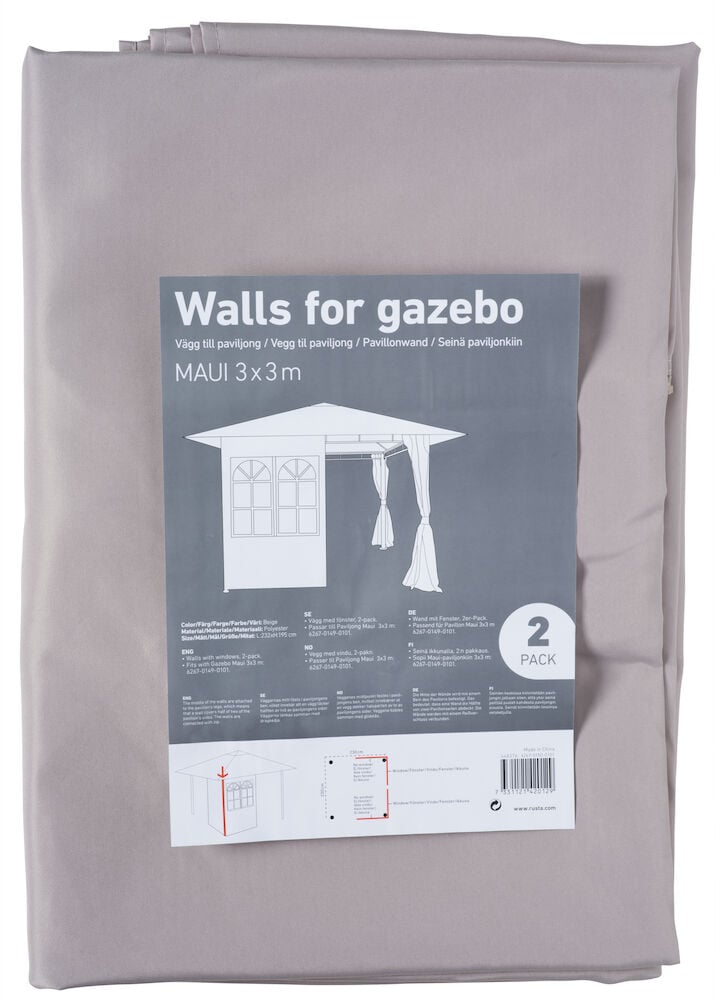 En vekt beige vegg med vindu til paviljong.