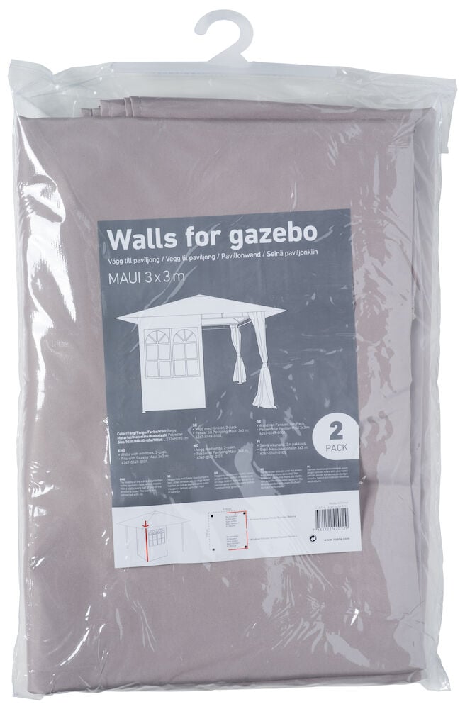 To sammenleggbare tøyvegger med vinduer i pakken.