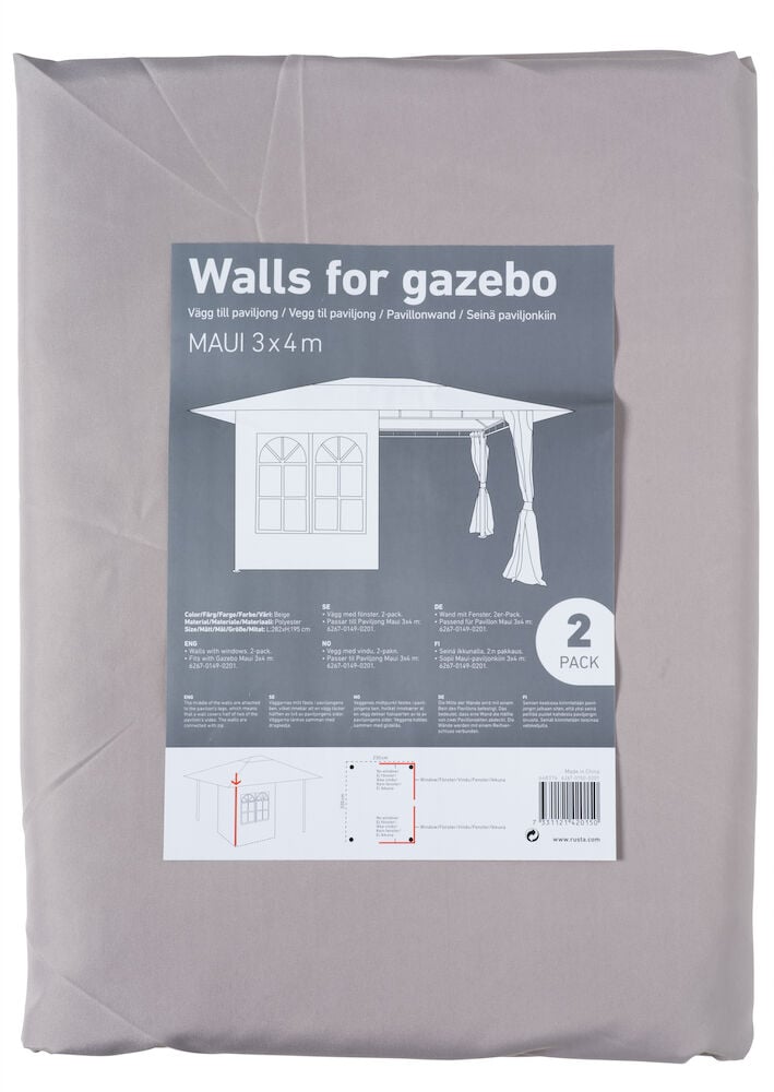 To sammenleggbare vegger til paviljong med vinduer.