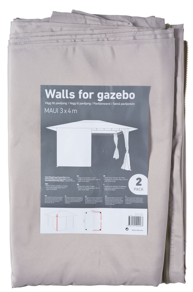 Beige tøystoffvegger for paviljong i to-pakning.