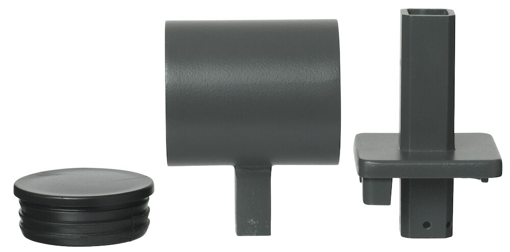 Kolme osaa harmaasta alumiinista ylätasolle.