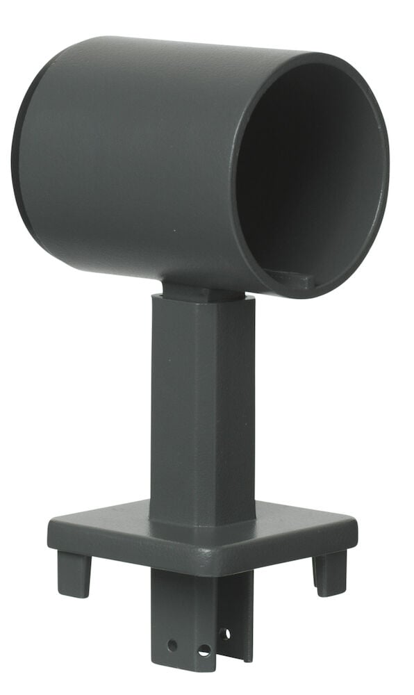 Harmaa alumiinipidike asennettavaksi päällyslistaan.